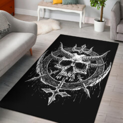 Skull Satanic Cross Dagger Demon Blade Area Rug