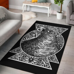 Gothic Crow Eye Area Rug Black And White Version