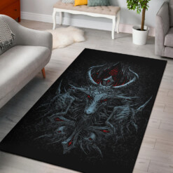 Skull Satanic Crowned Goat Satanic Cross Satanic Pentagram Night Church Part 2 Area Rug Color Version