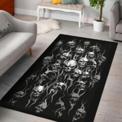 Skull Smoke New Black And White Area Rug