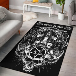 Skull Inverted Pentagram Guitar Metal Head Area Rug