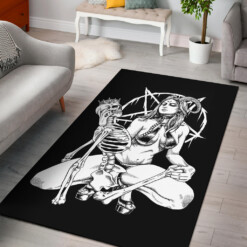 Skull Satanic Pentagram Occult Demon Area Rug