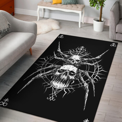 Skull Satanic Goth Spider Area Rug