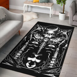 Skull Pentagram Demon Moth Cult Area Rug