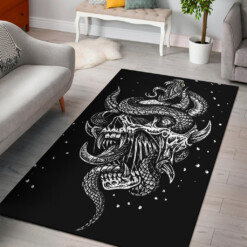 Skull Serpent Glowing Yellow Eye Area Rug