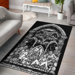 Skull Satanic Pentagram Drip Demon Lust Shrine Area Rug