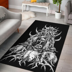 Skull Demon Cross Area Rug