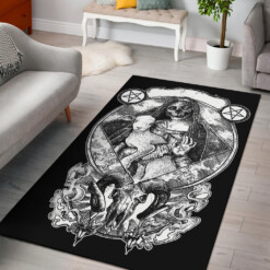 Skull Satanic Virgin Inverted Pentagram Goat Area Rug