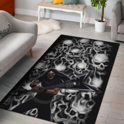 Glam Metal Heavy Metal Skull Guitar Area Rug