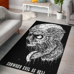 Skull Inverted Cross Zombie Crown Area Rug