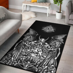 Skull Bat Wing Demon Satanic Pentagram Candle Area Rug