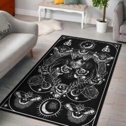 Occult Leviathan Moth Crow Eye Secret Power Area Rug