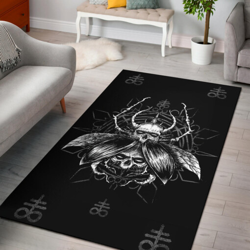 Skull Satanic Fly Area Rug