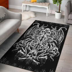 Skull Demon Octopus Area Rug