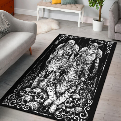 Skull Mid Evil Viking Area Rug