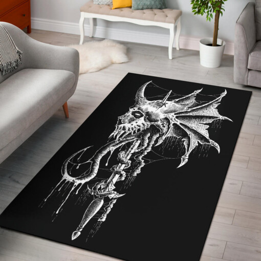 Skull Sword Demon Wing Area Rug