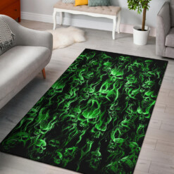 Wild Green Smoke Skull Area Rug