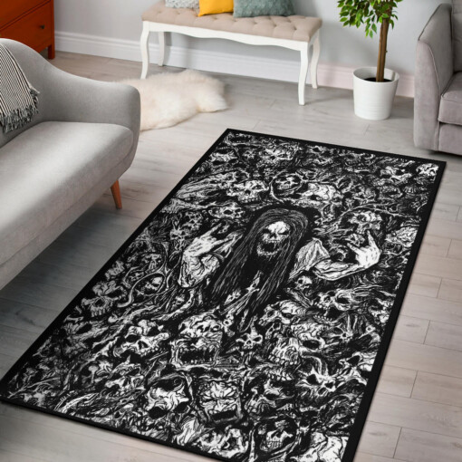 Skull Metal Head Area Rug