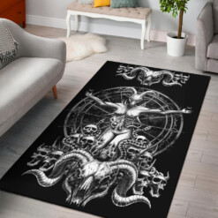 Satanic Skull Demon Goat Woman Area Rug