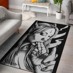 Satanic Demon Satanic Cross Embrace The Master Area Rug Black And White