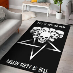 Satanic Skull Inverted Pentagram Sharp Steel Blade This Is How We Roll Area Rug