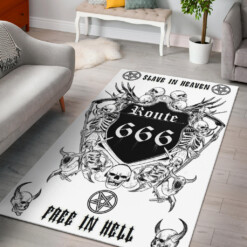 Satanic Skull Demon Inverted Pentagram Route 666 Area Rug