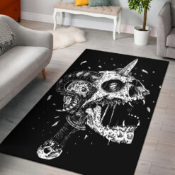 Exploding Demon Skull Dagger Area Rug