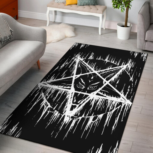 Satanic Inverted Pentagram Area Rug Large Pentagram Version