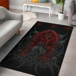 Satanic Skull Flame Pentagram Shrine Area Rug