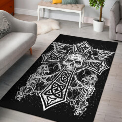 Skull Skeleton Gothic Satanic Cross Area Rug