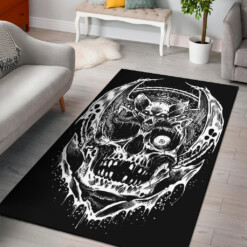 Gothic skull bat Area Rug