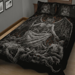 Skull Satanic Demon God Quilt 3 Piece Set Dark Version