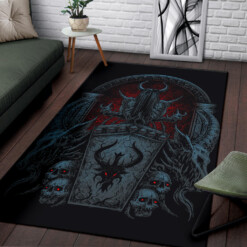 Gothic Skull Demon Shrine Color Version Area Rug