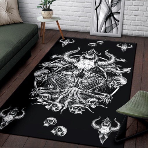 Skull Satanic Goat Demon Dragon Area Rug