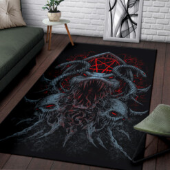 Skull Demon Serpent Satanic Pentagram Shrine Area Rug Color Version