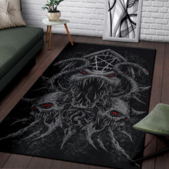 Skull Serpent Demon Satanic Pentagram Area Rug Killer Grey Red Eye Version