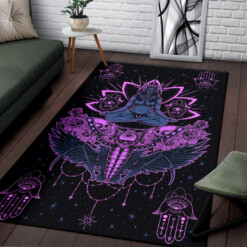 Skull Occult Cyclops Moth Crow Sword Area Rug Sexy Blue Pink