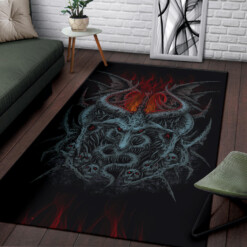 Skull Satanic Goat Demon Flame Area Rug