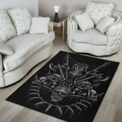 Skull Viking Thor's Hammer Sword Blanket Awesome Silver Demon Red Eye Area Rug