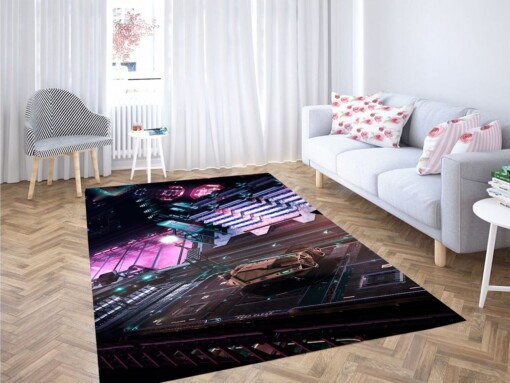 Futuristic Theme Cyberpunk 2077 Living Room Modern Carpet Rug