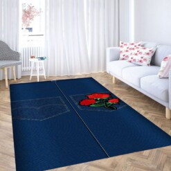 Garden Roses Wallpaper Living Room Modern Carpet Rug