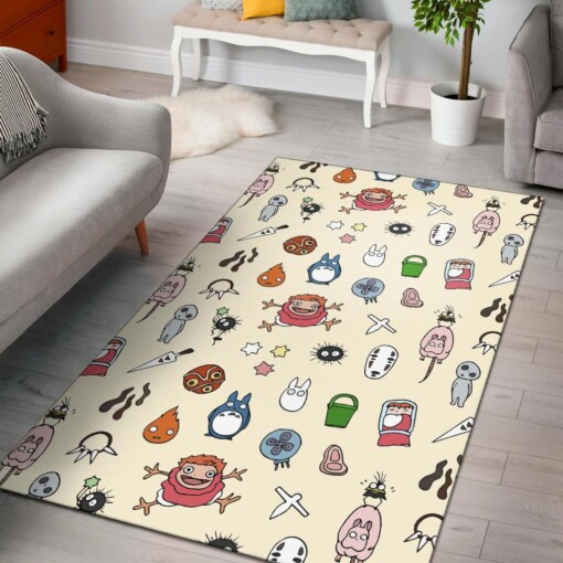 Ghibli Doodle Pattern Area Rug