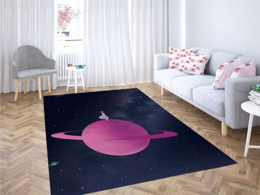 Girl Upon The Galaxy Living Room Modern Carpet Rug