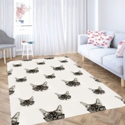 Glasses Cat Pattern Living Room Modern Carpet Rug