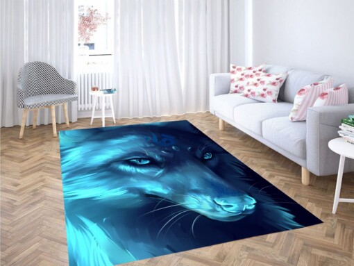 Glowing Wolf Painting Living Room Modern Carpet Rug