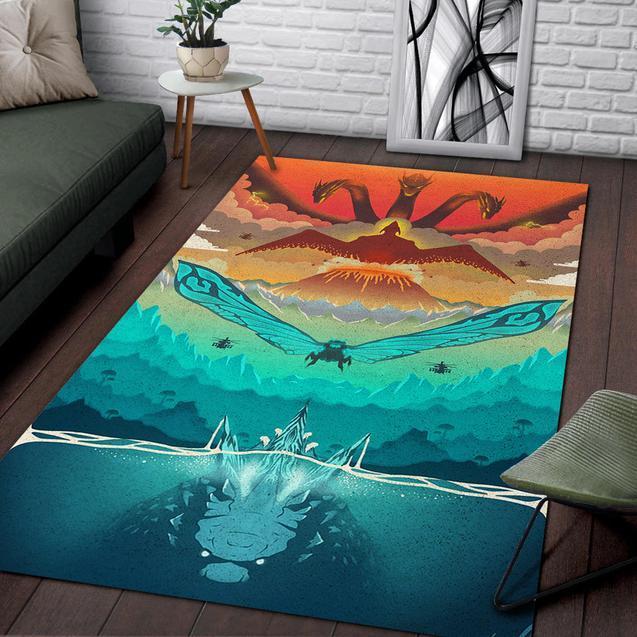 Godzilla King Of The Monster The First Gods Area Rug