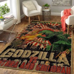 Godzilla Mothra And King Ghidorah Area Rug