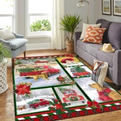 Golden Retriever Red Truck Christmas Quilt Mk Carpet Area Rug