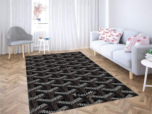 Goyard Paris Black Pattern Carpet Rug