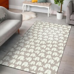 Gray And White Elephant Pattern Area Rug